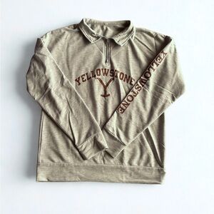 Yellowstone Grey Half Zip Pullover Sweatshirt